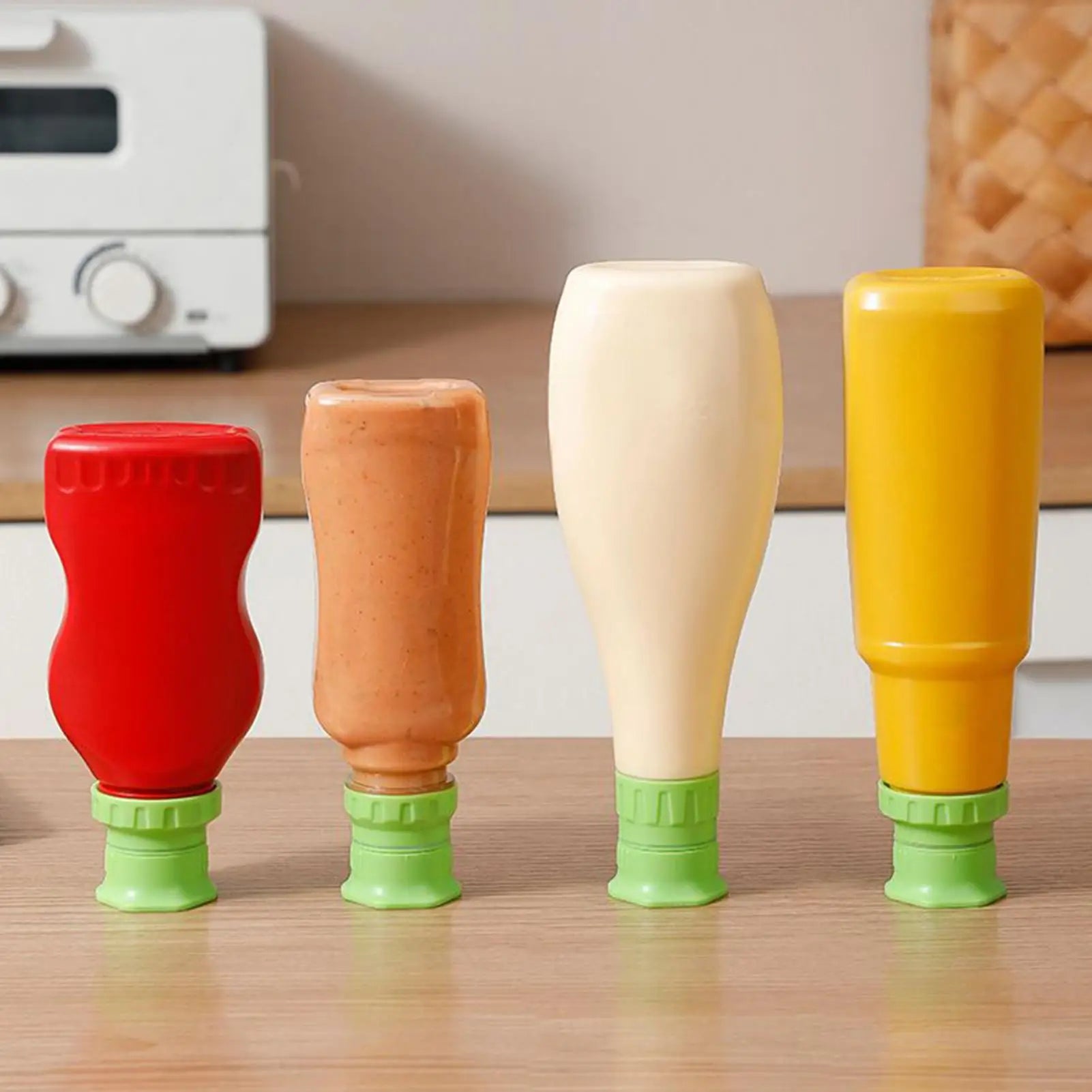4Pcs Squeeze Bottle Caps Salad Dressing Dispenser Set Sauce Squeeze Bottle Lids For Sauce Syrup Jam Ketchup Kitchen Gadgets Oasis Select