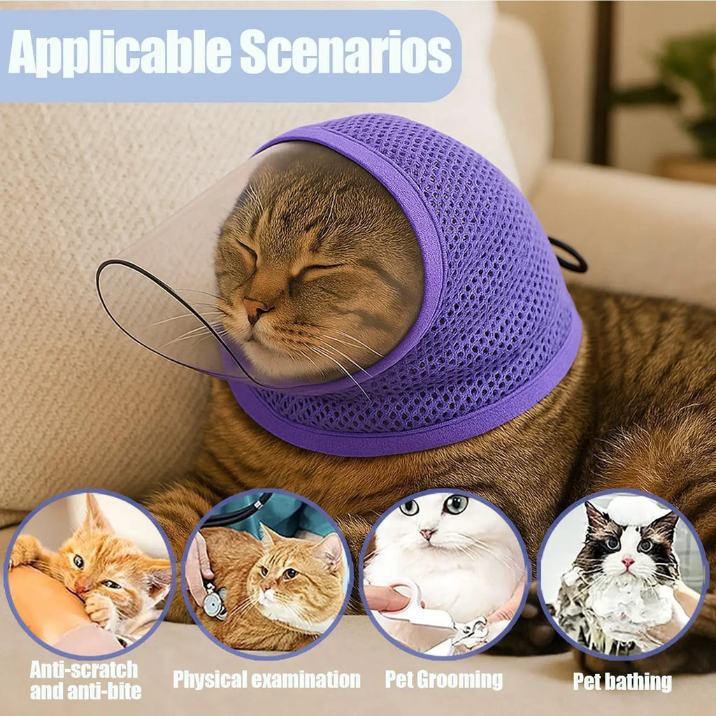 Pet Muzzle Cat Adjustable Drawstring Mouth Cover Prevent Biting Accidental Ingestion Mesh Breathable Comfortable Anti Stuffiness Oasis Select