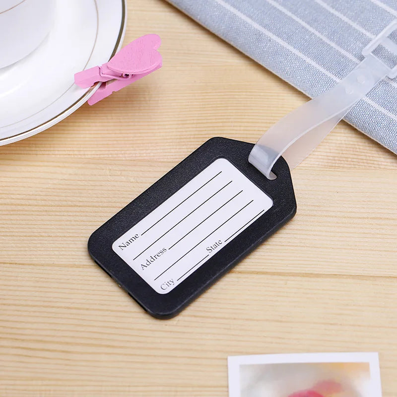 Colorful Plastic Luggage Tags with Straps | Travel ID Tags Luggage Tag Oasis Select Black