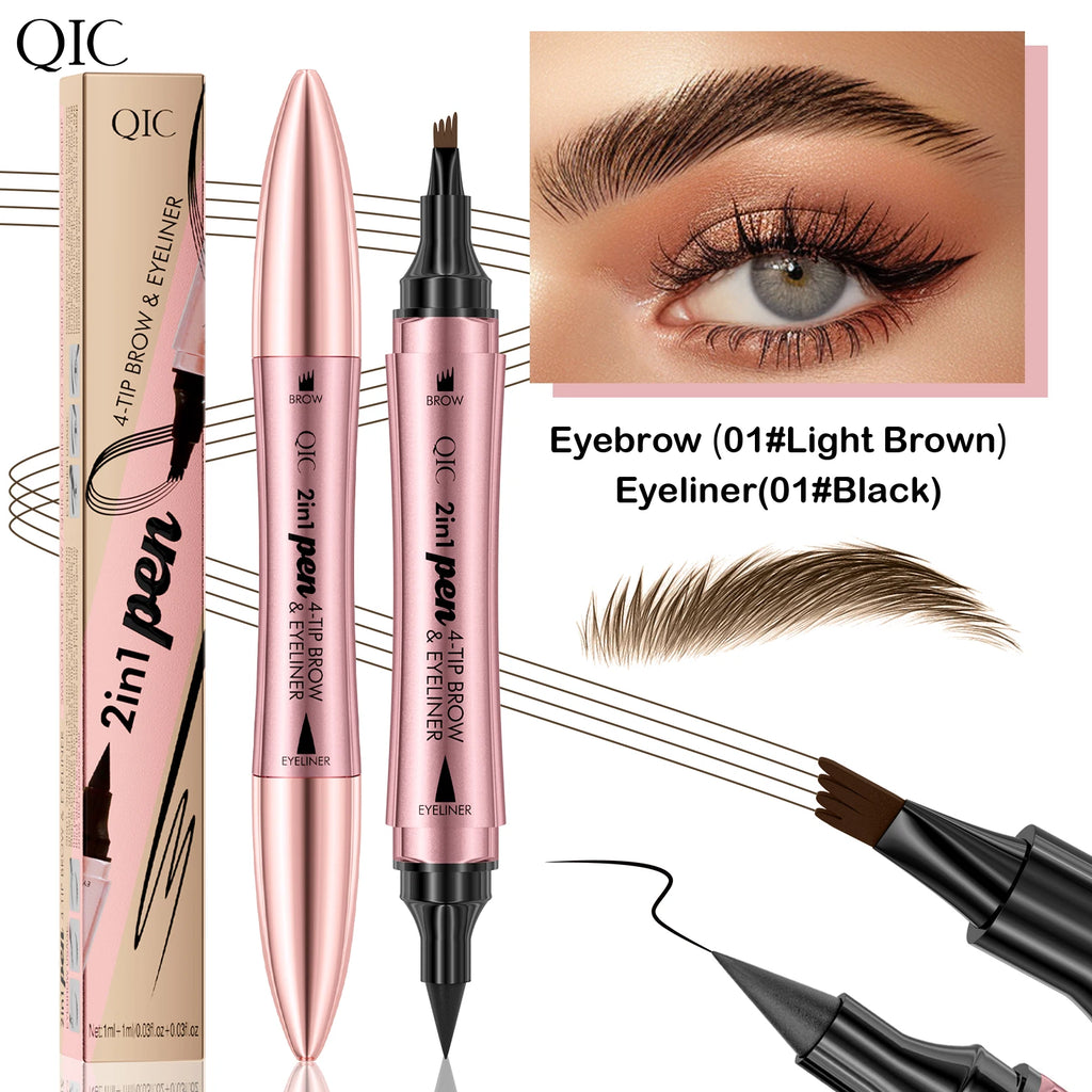 QIC 4-Split Tip Waterproof Liquid Eyebrow Pen – 4 Colors