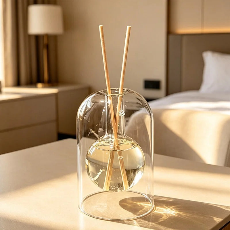 120/200ML Transparent Glass Aromatherapy Diffuser Bottle Glass Storage Containers Home Decoration with Diffusers Sticks Oasis Select