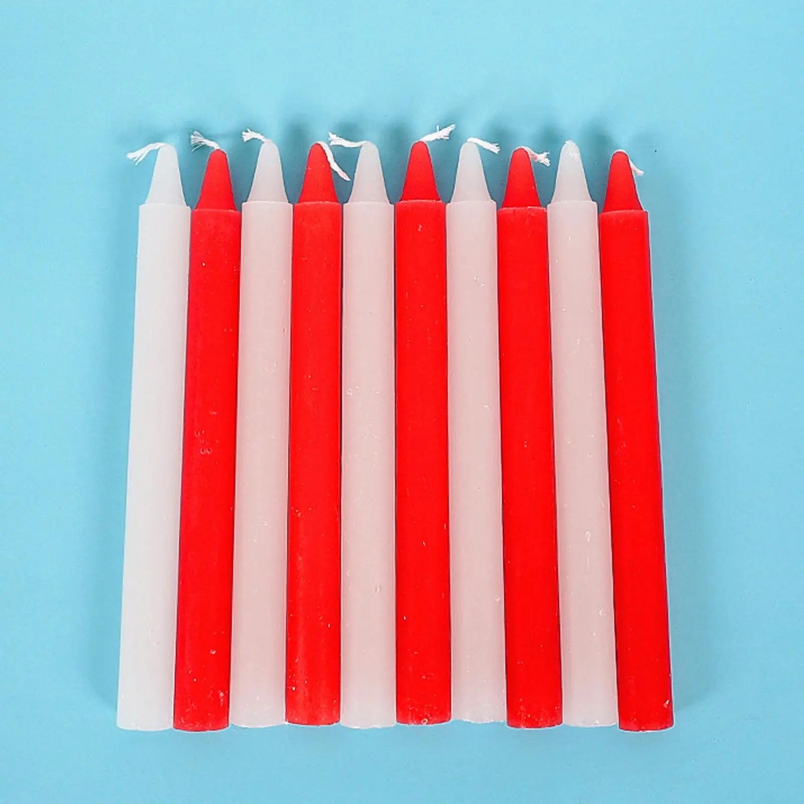 Survival Candles 10X Natural Wax Unscented Candle Red/White Survival Supplies Short Taper Candles for Wedding Blessing Home Oasis Select