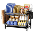 Kitchen Dish Drain Rack Double-layer Tableware Storage Rack Tableware Shelf Drain Basket Sink Dishwasher Dish Rack Oasis Select 2nd Floor-Black CH