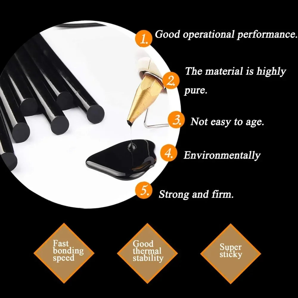 10pcs Car Glue Sticks Car Body Dent Repair Glue Sticks Black High Viscosity Hot Melt Glue Strong Adhesion Stick Car Repair Tool Oasis Select