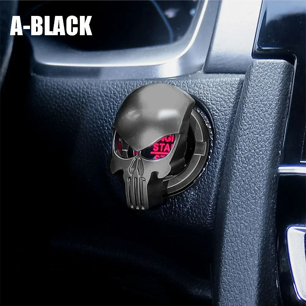 1Pcs Engine Start Stop Button Cover Zinc Alloy One-click Start Decorative Button Cover Luminous Car Ignition Device Sticker Oasis Select A-BLACK