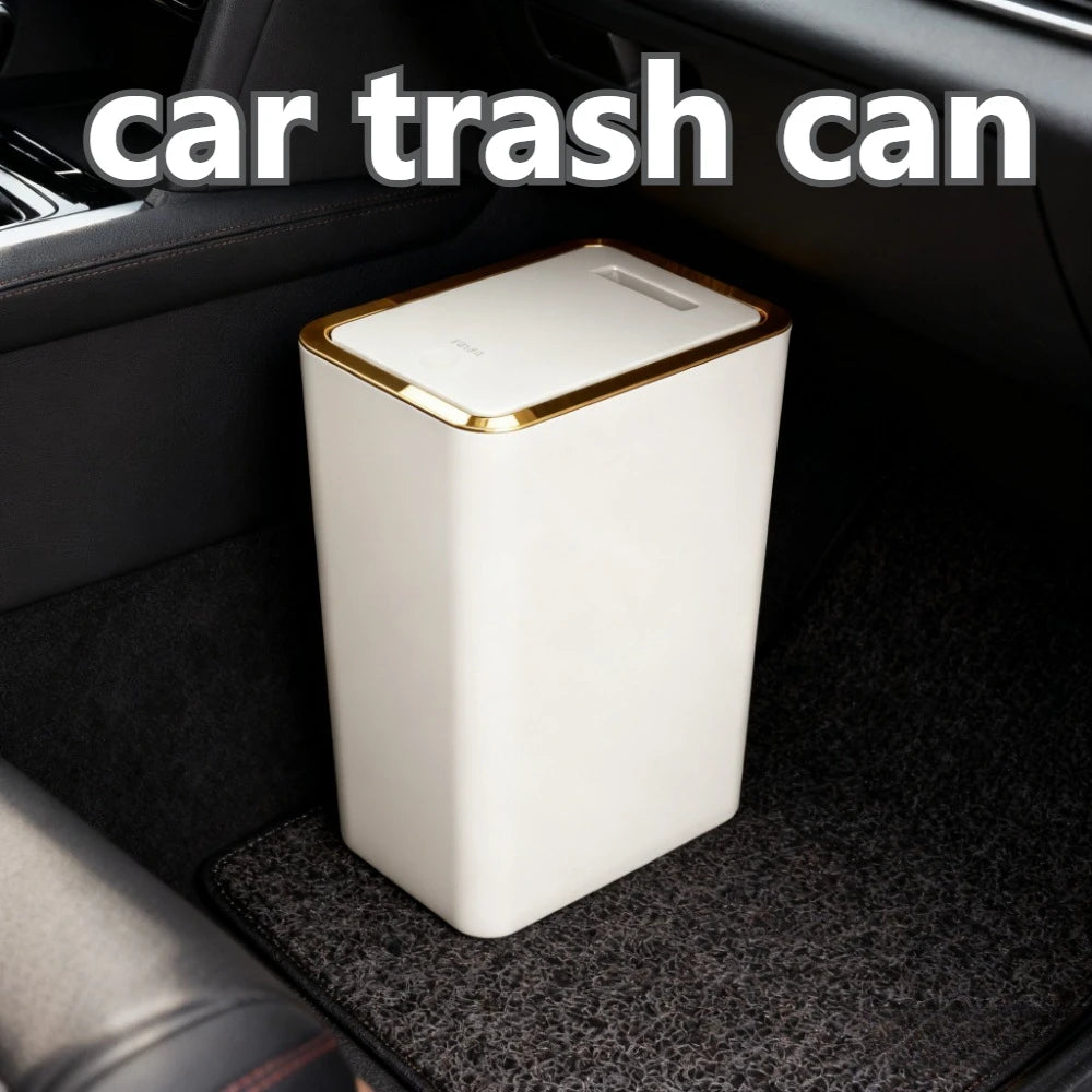 10L Odor Proof Trash Can with One-Touch Modern Design Durable Plastic Bathroom Kitchen Bin Space Saving Leakproof Oasis Select