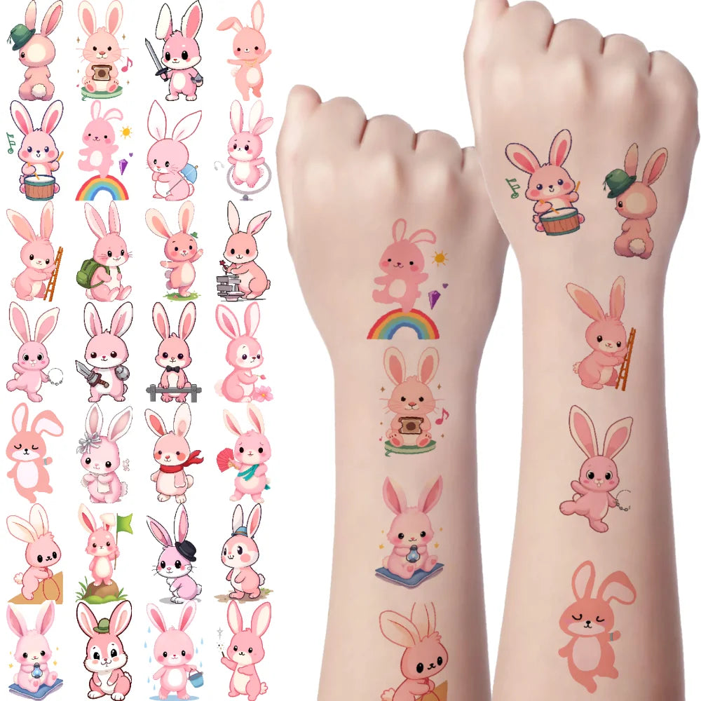 54-Piece Waterproof Temporary Tattoo Stickers – Cartoon Rabbit
