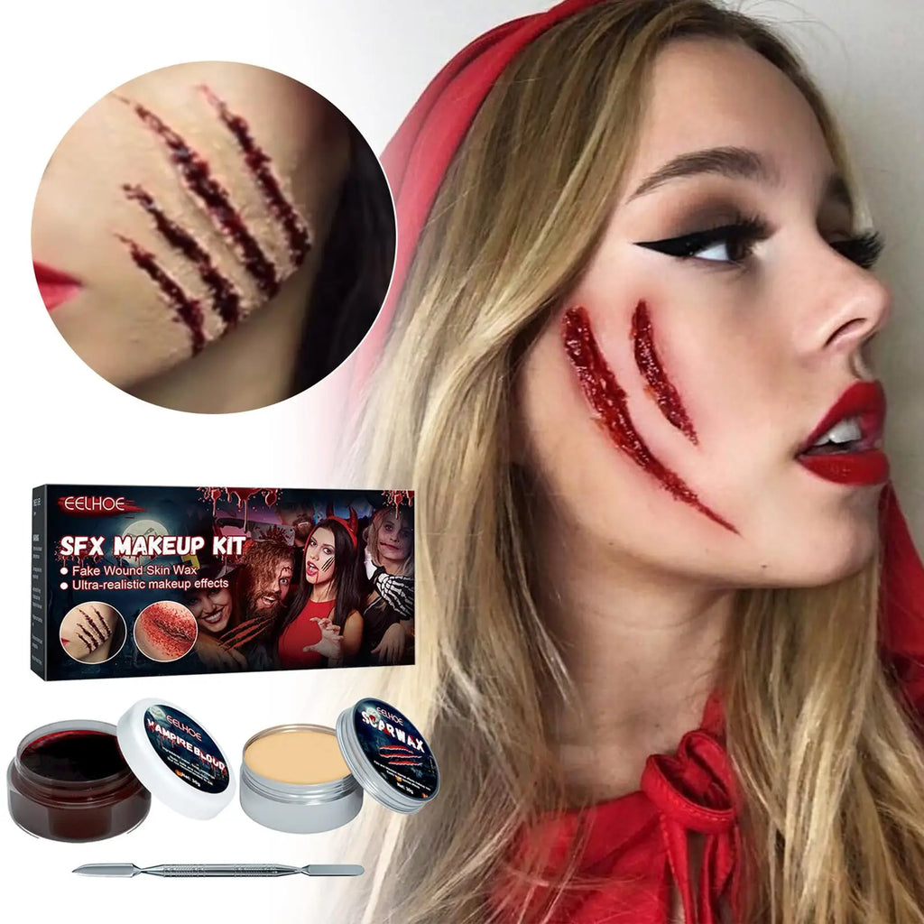 Halloween Scar Wax & Fake Blood Special Effects Makeup Kit Special Effects Makeup Oasis Select