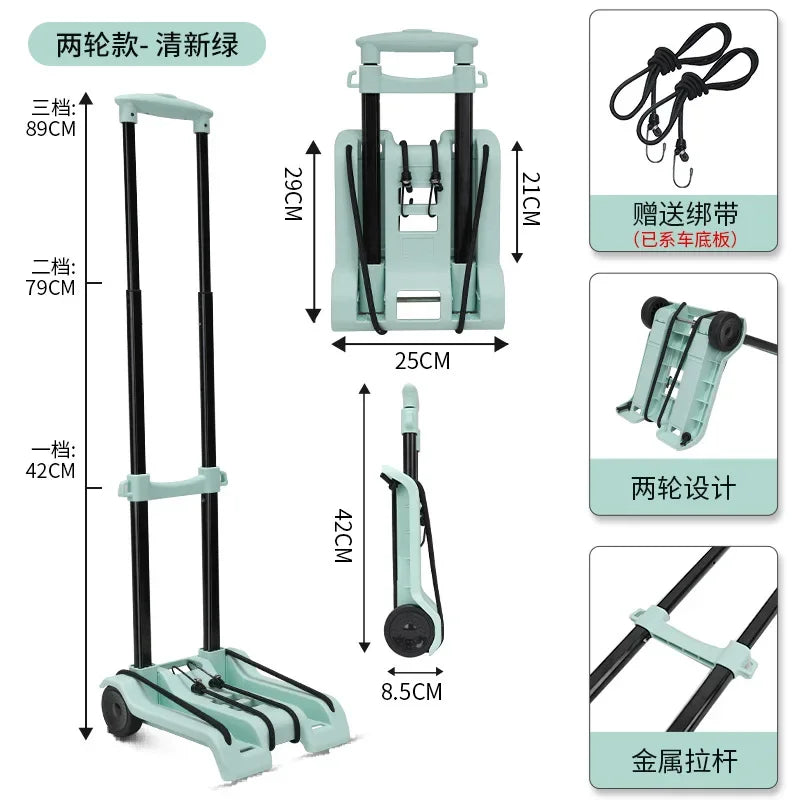 Multi-functional Household small cart folding pull goods handling trailer shopping cart luggage trolley Oasis Select Fresh green A