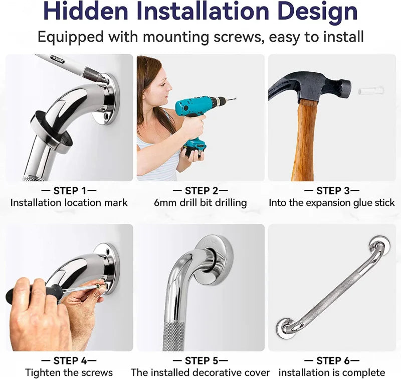 Bathroom Tub Toilet Handrail Grab Bar Stainless Steel 300/400/500Mm Anti Slip Shower Safety Support Handle Towel Rack Oasis Select