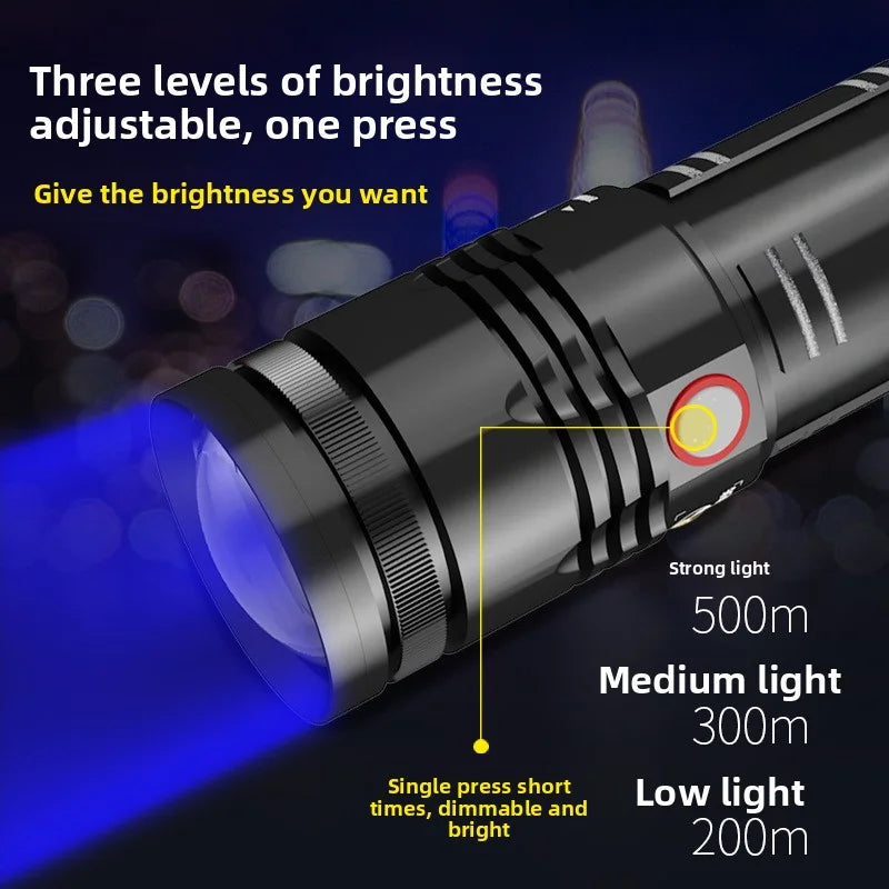 SHINEKNOT 800LM Zoomable Night Fishing Flashlight | USB Rechargeable