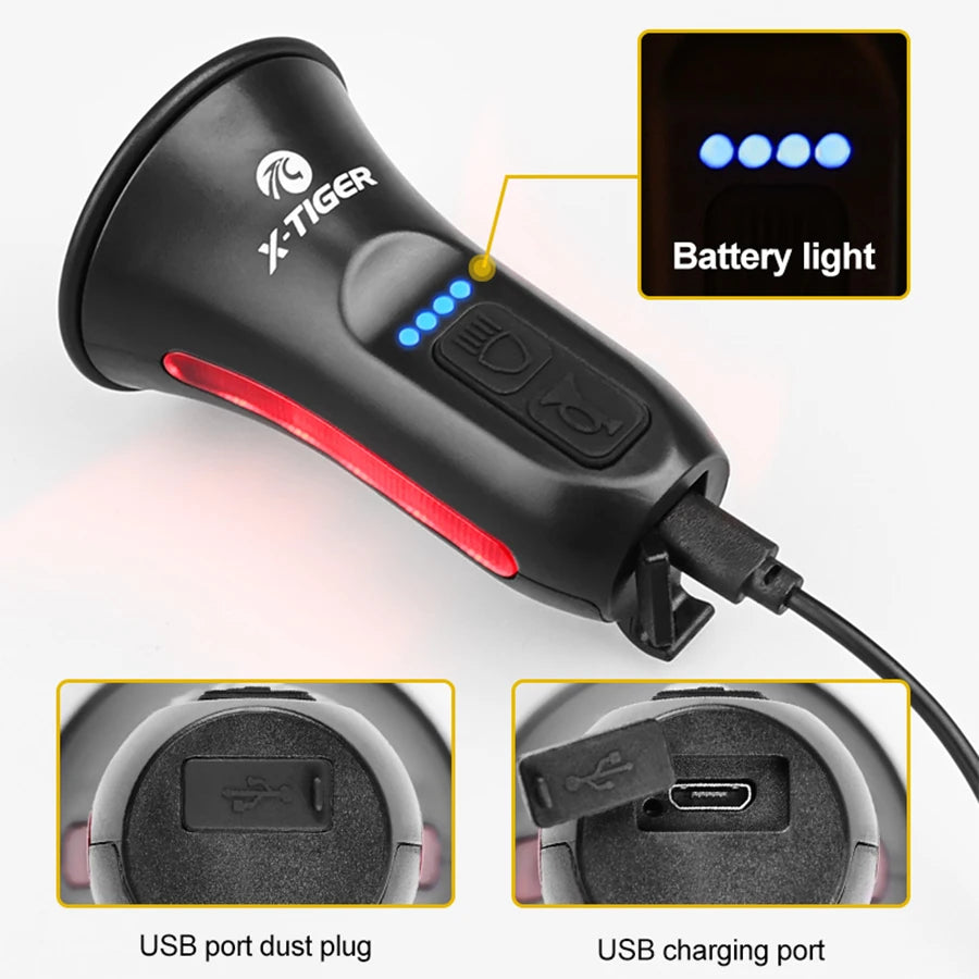 X-TIGER Bicycle Electric Bell Bike USB Charging Horn MTB Mountain Bike Warning Safety Ring Waterproof Bell Cycling Accessories Oasis Select
