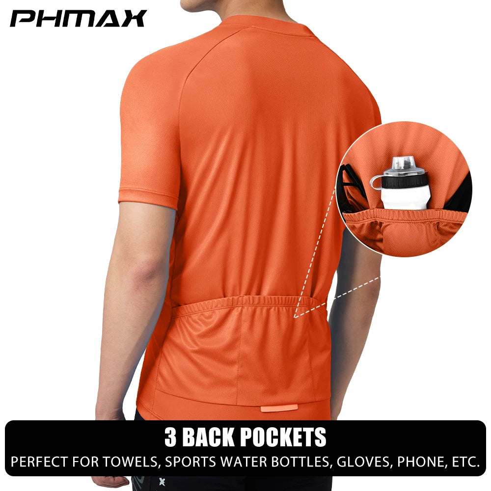 PHMAX Summer Men Cycling Jersey Breathable Quick Drying Short Sleeve Night Reflective Cycling Shirt Sports Loose Casual Clothes Oasis Select