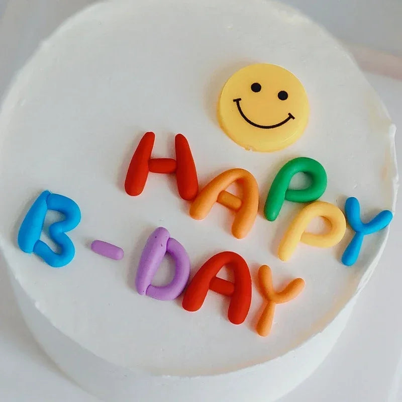 Cake Topper, English Letters Happy Birthday Cake Topper, Ins Colorful Letters Rainbow for Kids 1st Birthday Party Supplies Oasis Select