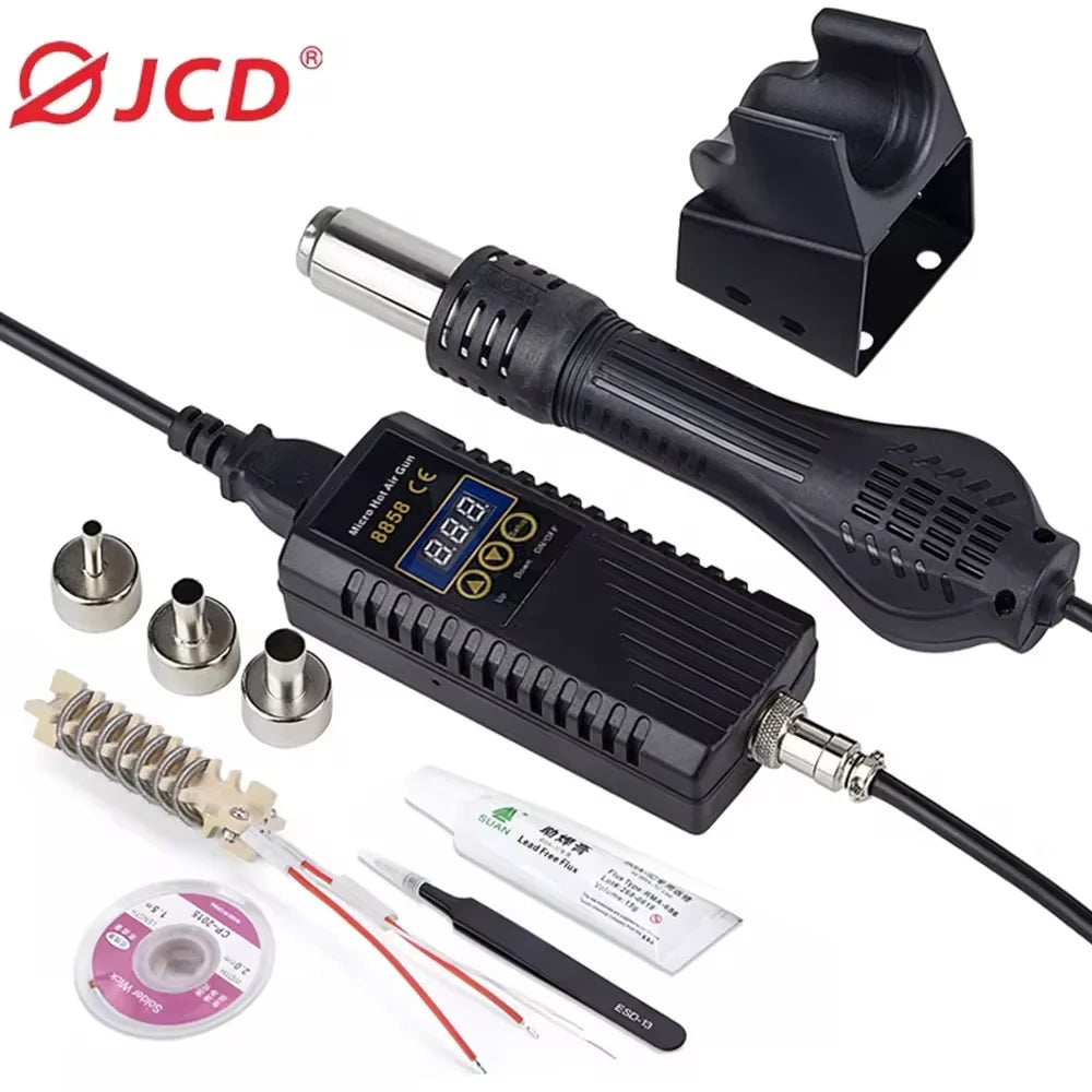 JCD 8858 Micro Hot Air Gun 750W Rework Soldering Station LCD Digital Hair Dryer For Soldering 110V Heat Gun Welding Repair Tools Oasis Select