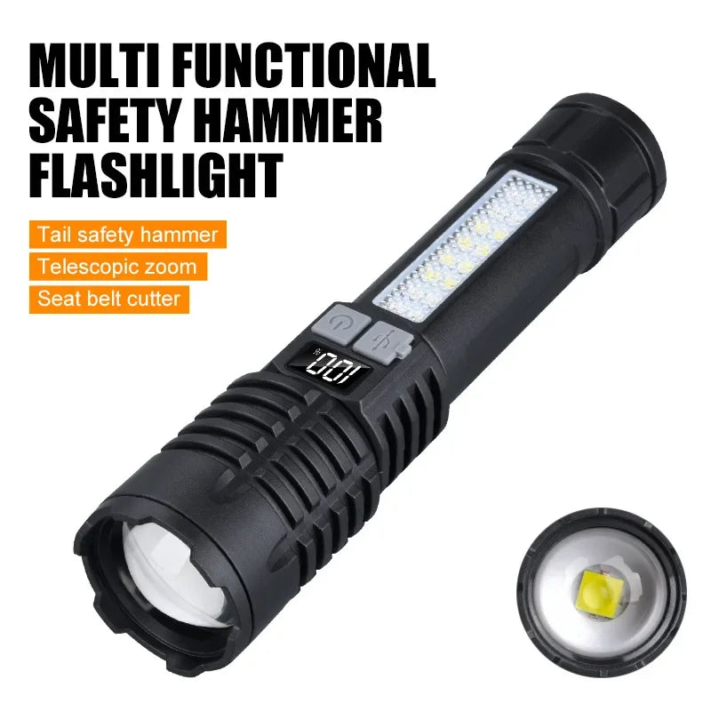 Portable Rechargeable Flashlight Multi-Function Outdoor Specific LED Flashlight With COB Warning And Searchlight Oasis Select