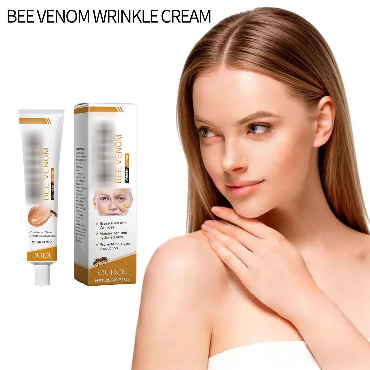 Wrinkle Removal Cream Firming Facial Lifting Moisturizing Deep Hydration Smoothing Fine Lines Repair Skin Bee Venom Cream 20g Oasis Select