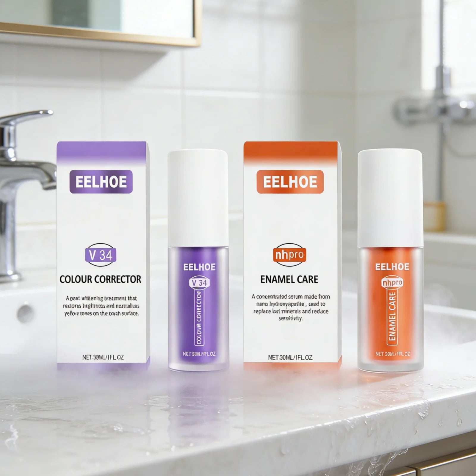 EELHOE Tooth Enamel Care Toothpaste Colour Corrector Neutralise Yellow Tartar Relieve Sensitivity Natural Teeth Whitening Serum Oasis Select
