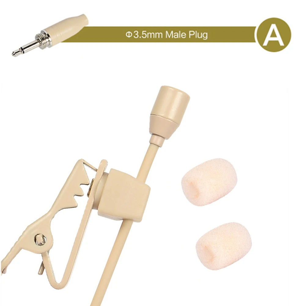 1PCS Beige Lavalier Lapel Clip Microphone 3.5mm 3-Pin 4-Pin XLR For Shure Wireless Mouthpiece Instrument Audio Microphone Oasis Select A