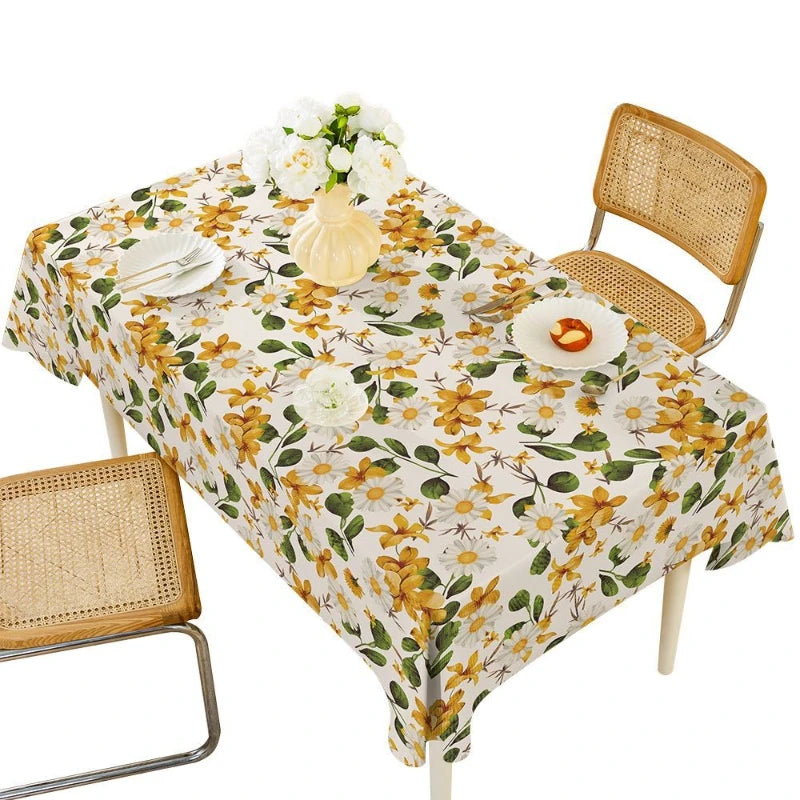 PVC Waterproof and Oil Resistant Tablecloth with Floral Patterns for Restaurant Dining Table Decoration and Kitchen Supplies Oasis Select