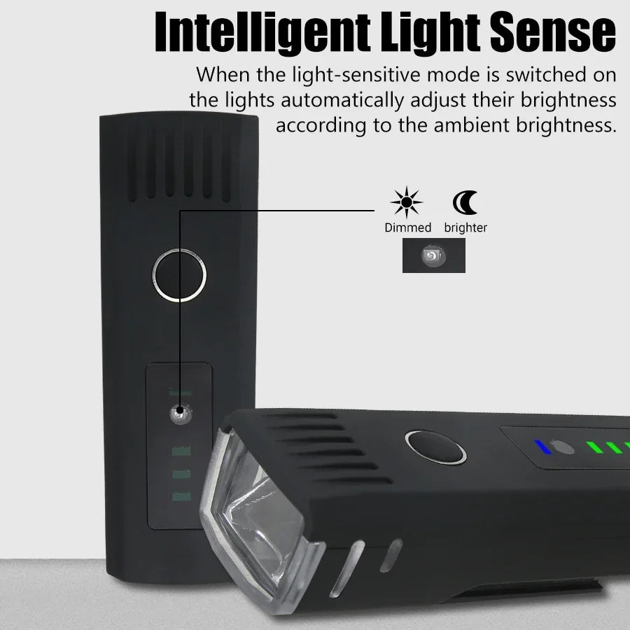 USB Rechargeable Bike Light Set 1000LM Super Bright LED Front Light with Intelligent Sensor Rear Taillight Waterproof Safety Kit Oasis Select