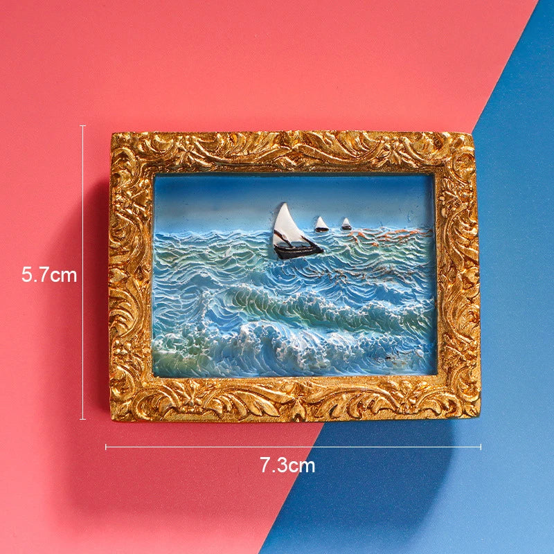 World famous painting Van Gogh painting Picture frame 3d fridge magnets starry sky sunflower siesta refrigerator stickers gifts Oasis Select Style C