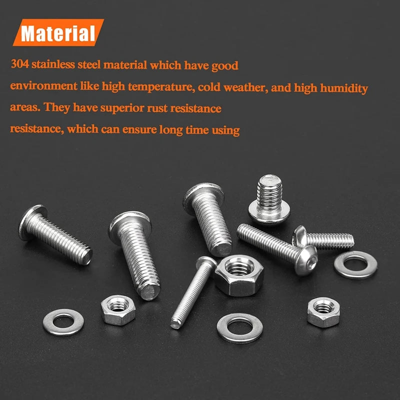 Stainless Steel Screw Button Round Pan Head Screws Hexagon Socket Screw Bolt Nut Washer Set Box Kit Hexagon Socket Screw Oasis Select