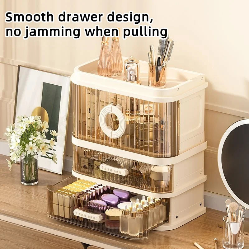 1 pcs Folding storage box, cosmetics desktop dressing table, lipstick and skin care products, large-capacity storage rack Oasis Select