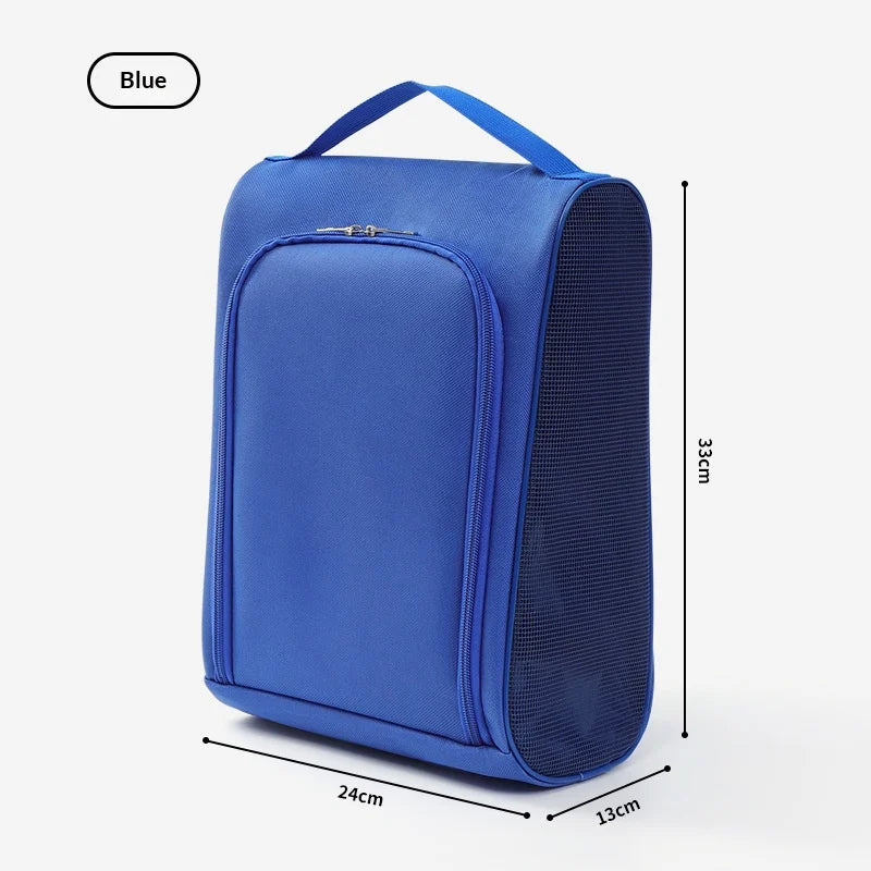 Lightweight Breathable Shoe Bag for Golf & Sports, Portable Oxford Cloth Shoe Carrier Bag, Dustproof Handbag for Travel Storage Oasis Select blue