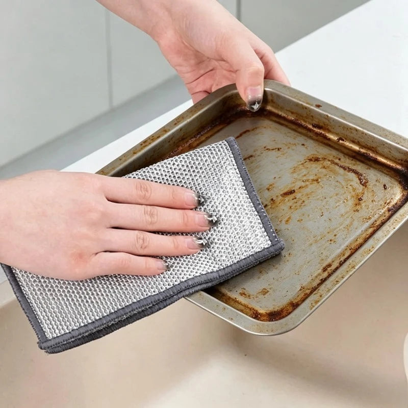 Double-sided Metal Wire Cleaning Cloth Oil Removal Kitchen Dish Rag Alternative To Steel Wool for Kitchen & Sink Mat Use Oasis Select