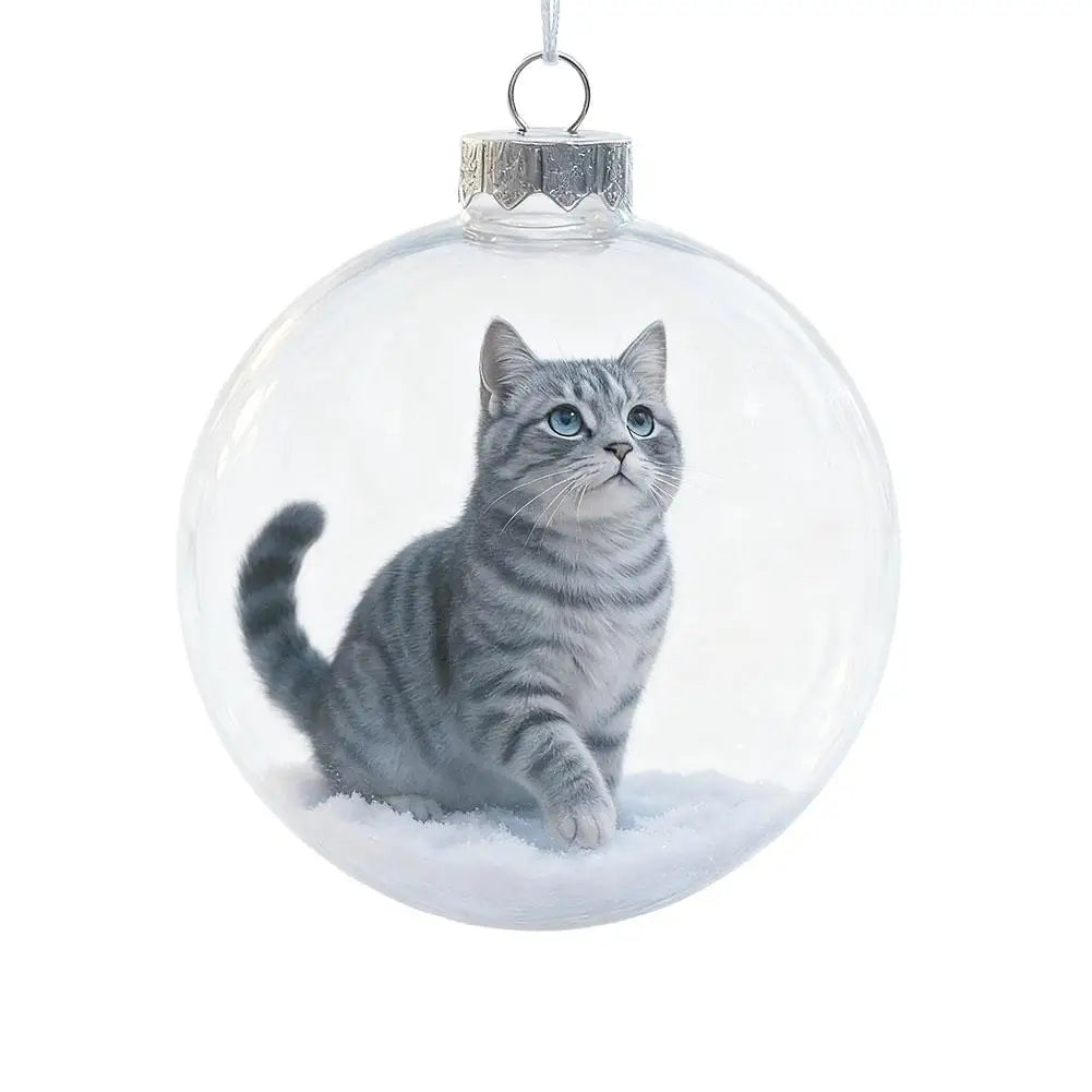 Cat Crystal Ball Acrylic Christmas Tree Ornaments | Holiday Décor
