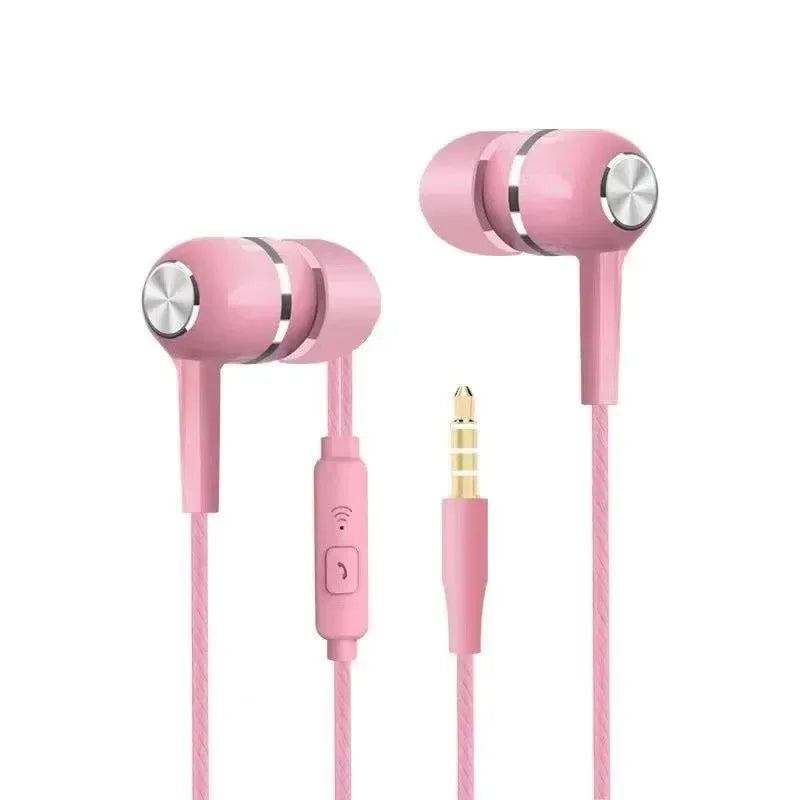Wired Stereo Headset with Mic volume control Music Earphones Headphones Sport Earbuds with Bass Phone Earphones 3.5mm Oasis Select Pink 1pc 1.2m
