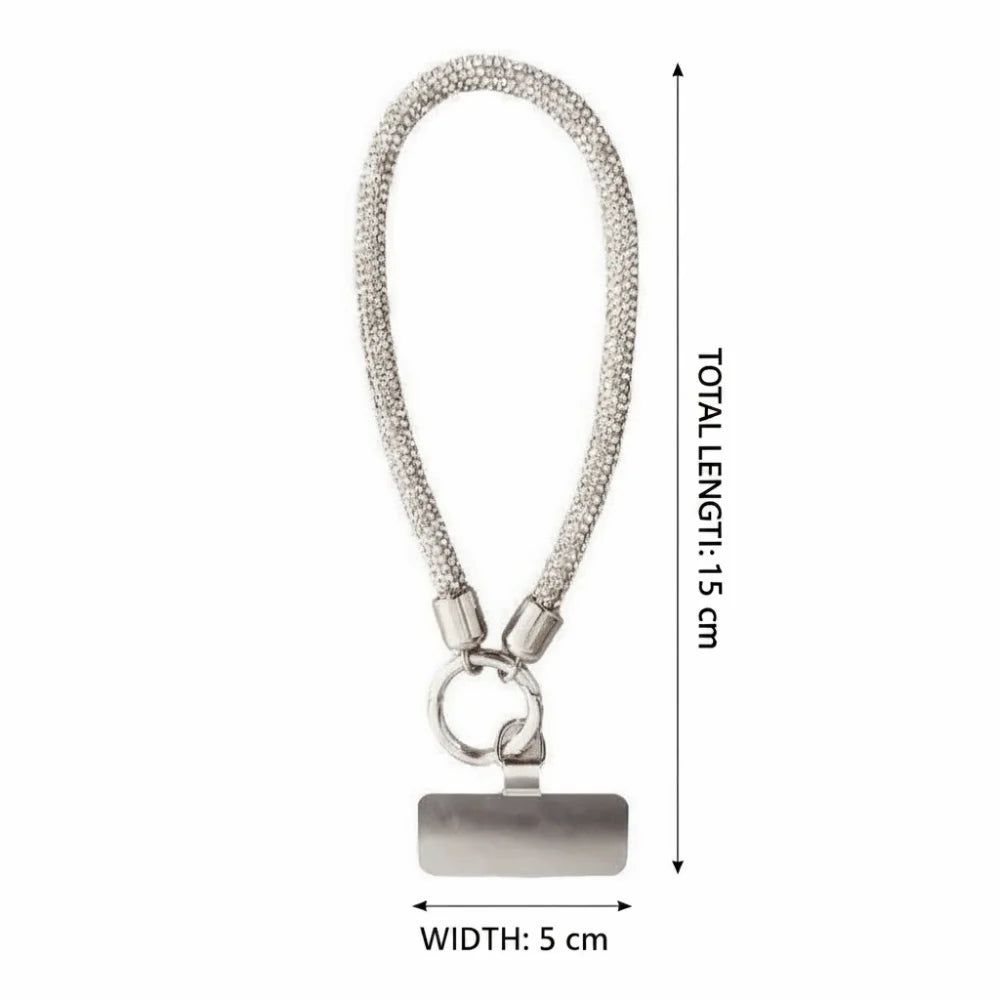 Diamond Luxury Phone Lanyard Metal Clip Bold Rhinestone Full Diamond Lanyard Short Pendant Sturdy Design Universal Phone Lanyard Oasis Select