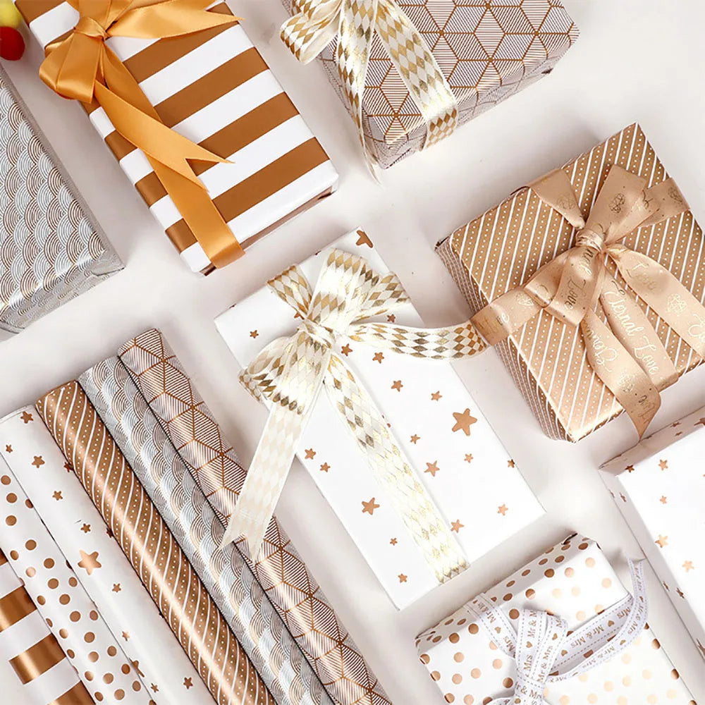 43x300cm Birthday Gift Wrapping Paper Gold Polka Dot Pattern Valentine's Day Bouquet Gift Packaging Paper Party Decoration Paper Oasis Select