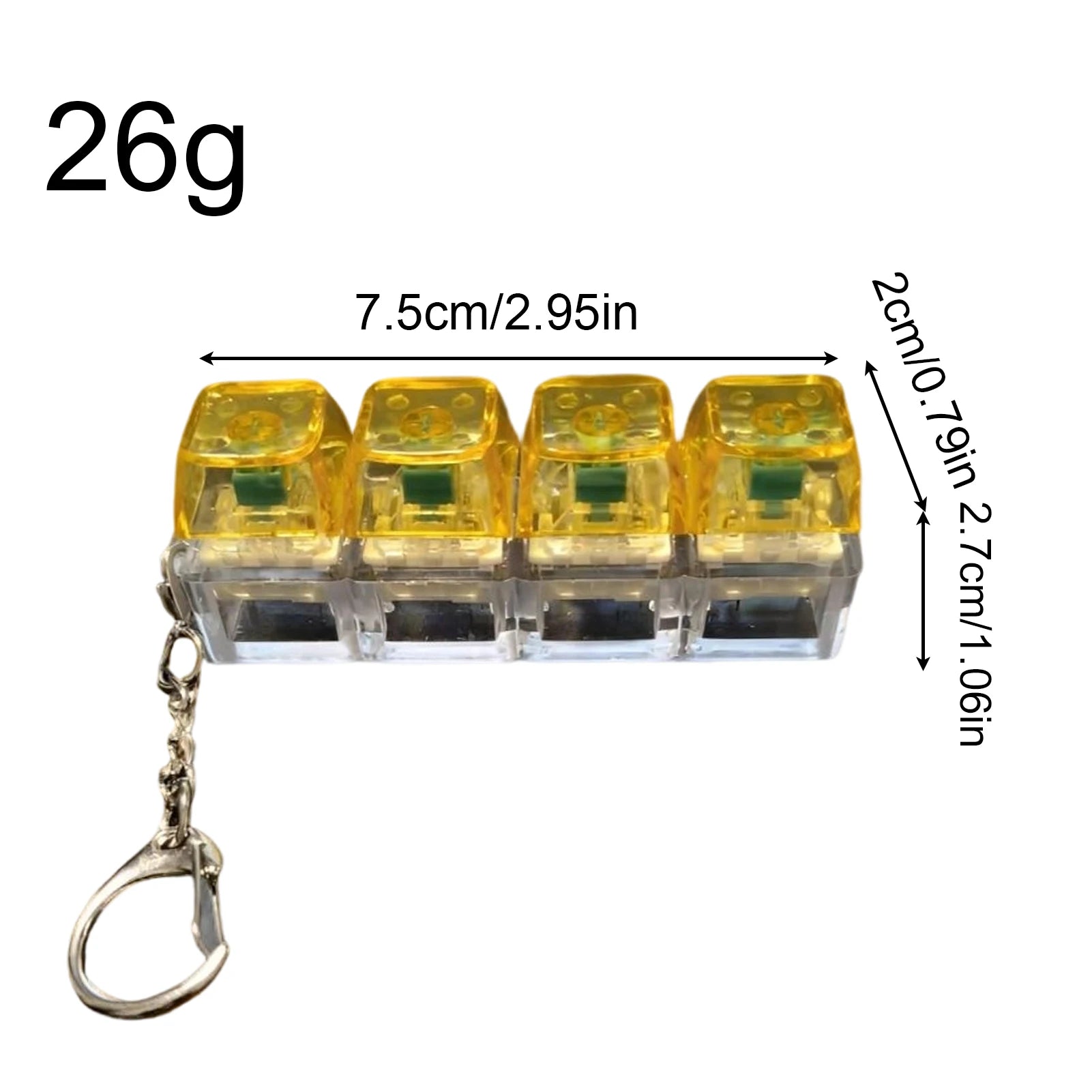 LED Keyboard Key Chain Fidget Toy for Adults Fidget Clicker Decompression Keychains Stress Relief Gadget Interesting Pendant Oasis Select Yellow
