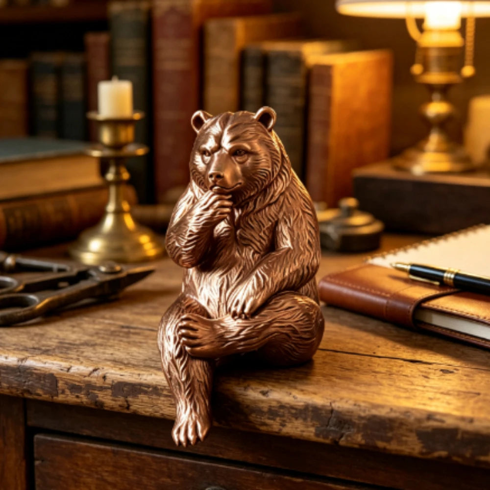 Thinking Bear Edge Sitter Figurine 3D Printed Shelf Table sitting posture Border Decor Bear Mini Home Office Desk Ornament gifts Oasis Select