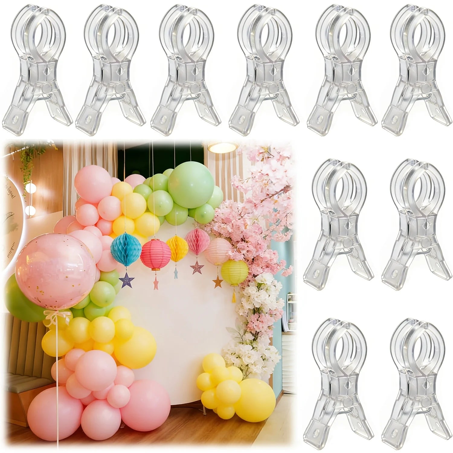 10pcs 3.5 Inch Heavy Duty Spring Clamp,Transparent Plastic Multipurpose Clip for Balloon Arch Backdrop Fixing,Photography Studio Oasis Select