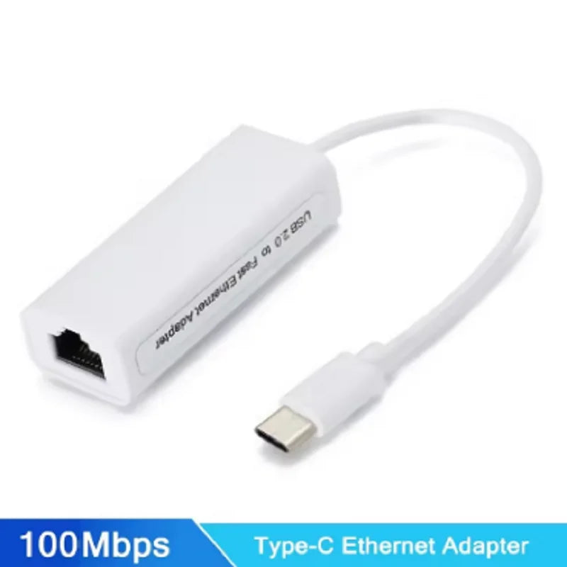 1000Mbps Ethernet Adapter Type c USB 2.0 to RJ45 100Mbps Network Card Ethernet Cable Splitter Extend Adapter for MacBook iPad Oasis Select 100Mbps type-c