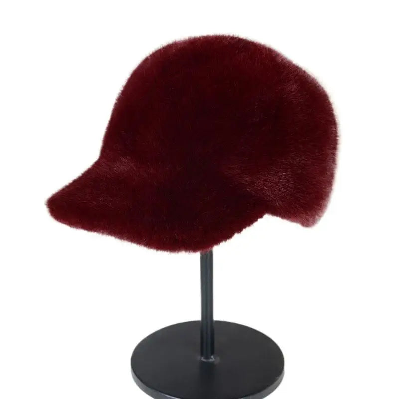 Women's Winter Plush Faux Fur Baseball Cap | Warm Duckbill Hat