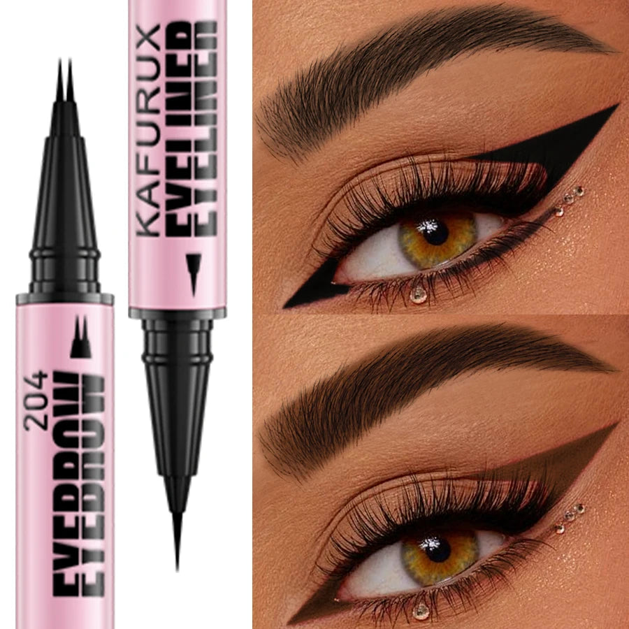 KAFURUX 2-in-1 Waterproof Eyebrow & Eyeliner Pen – 4 Colors