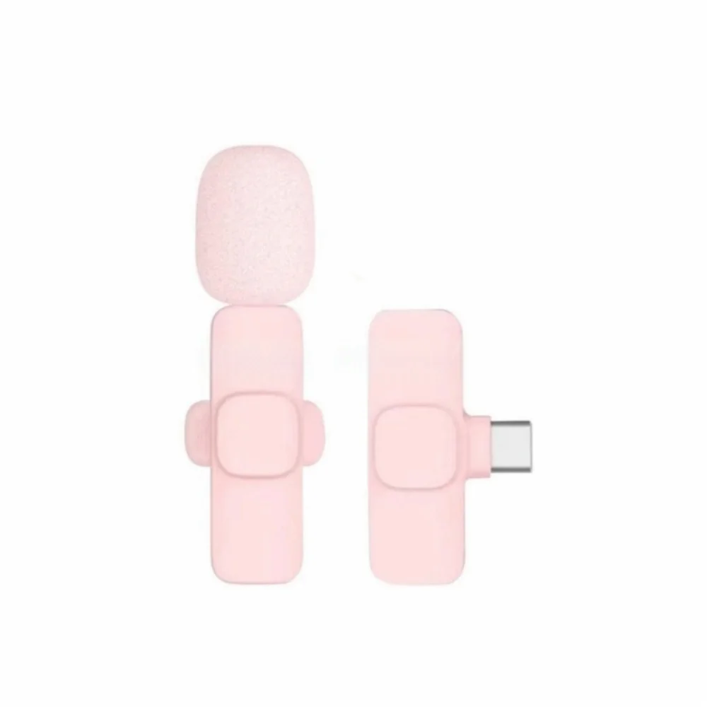 1/2Pcs Wireless Lapel Microphone Noise Reduction USB-C Connector Mini Microphone Pink Studio Quality Mobile Phone Microphone Oasis Select mini mic