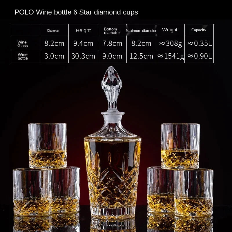 European thickened whiskey glass set large foreign wine glass crystal glass wine bottle creative wine set Oasis Select Polo bottle set