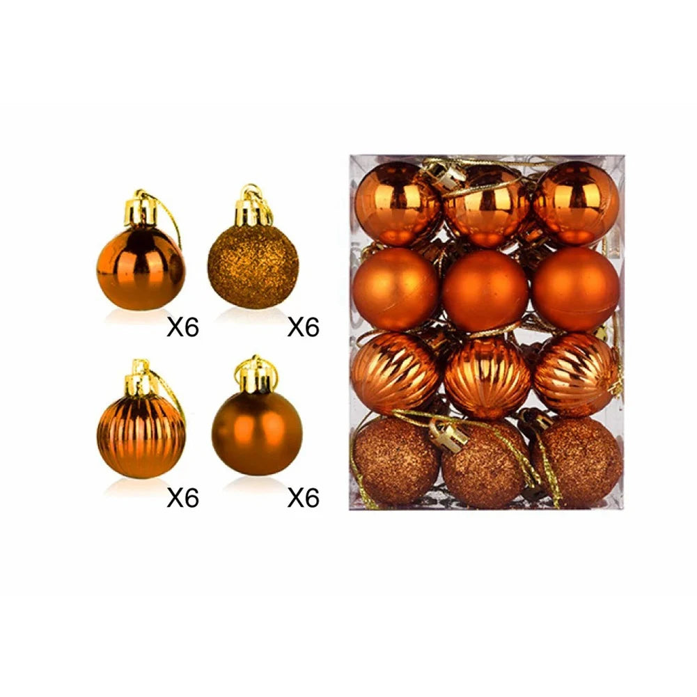 Decoration Christmas Baubles 24pcs set 30mm Christmas Tree Decoration Hanging Balls Ornament Party Home Decor Set