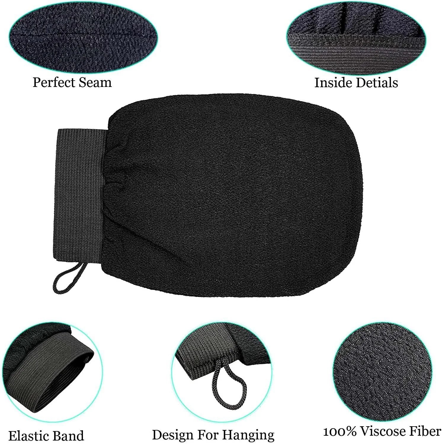Exfoliating Glove for Body & Face - Bath & Shower Scrub for Deep Cleaning, Tan Removal and Massage Oasis Select