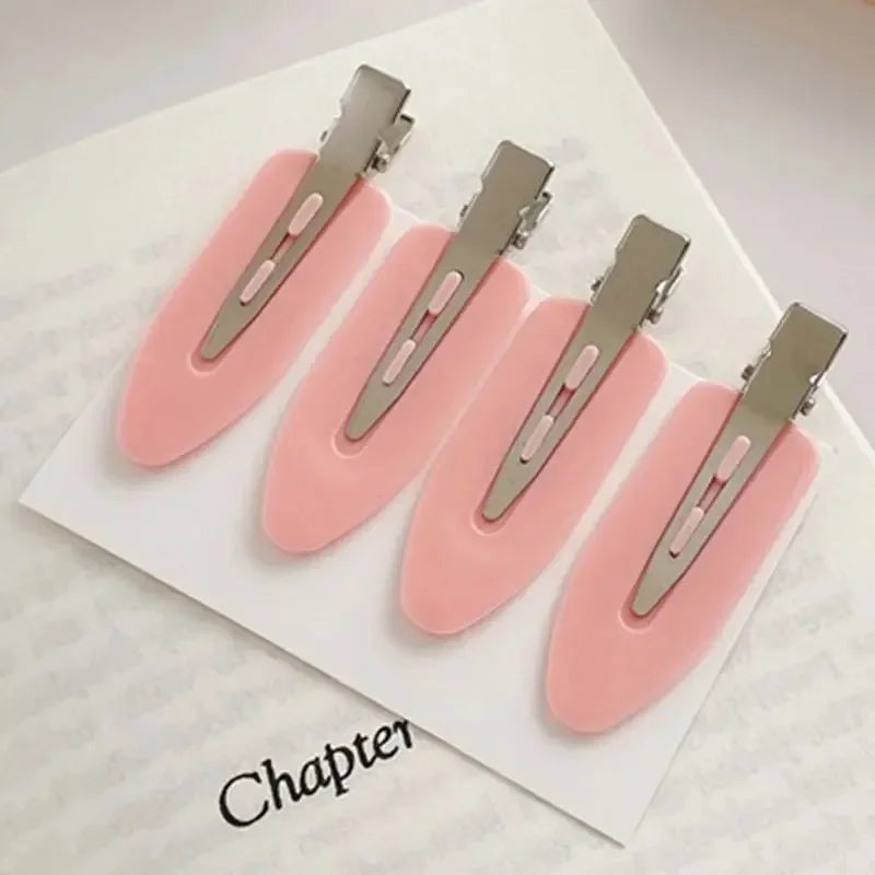 4pcs No Bend Seamless Hair Clips Side Bangs Fix Fringe Barrette Makeup Washing Face Accessories Women Girls Styling Hair Pins Oasis Select pink 4pcs