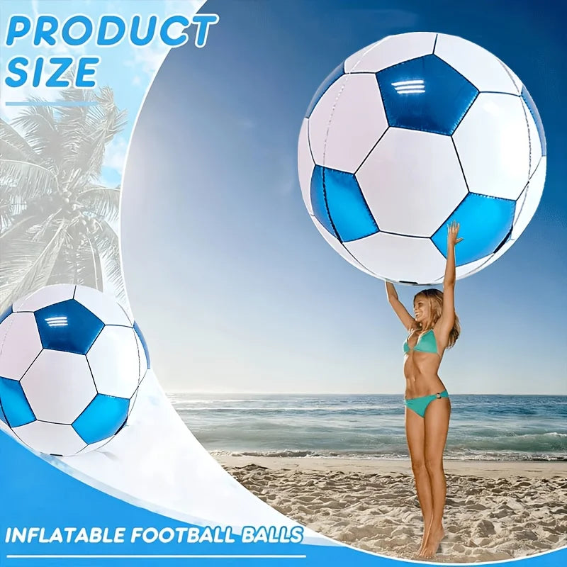 1pc Large 4D Blue Soccer Foil Balloon, Giant Round Film Balloon for Birthday Gender Reveal Party, Beach Soccer Decorations Pool Oasis Select