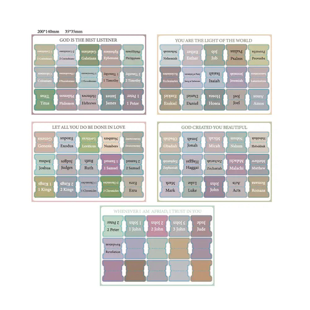 5/6 Sheets Bible Index Label Sticker Writable Self-adhesive Paper Tabs Bible Index Tabs for Read Bookmark Stickers Study Tool Oasis Select A 5Pcs
