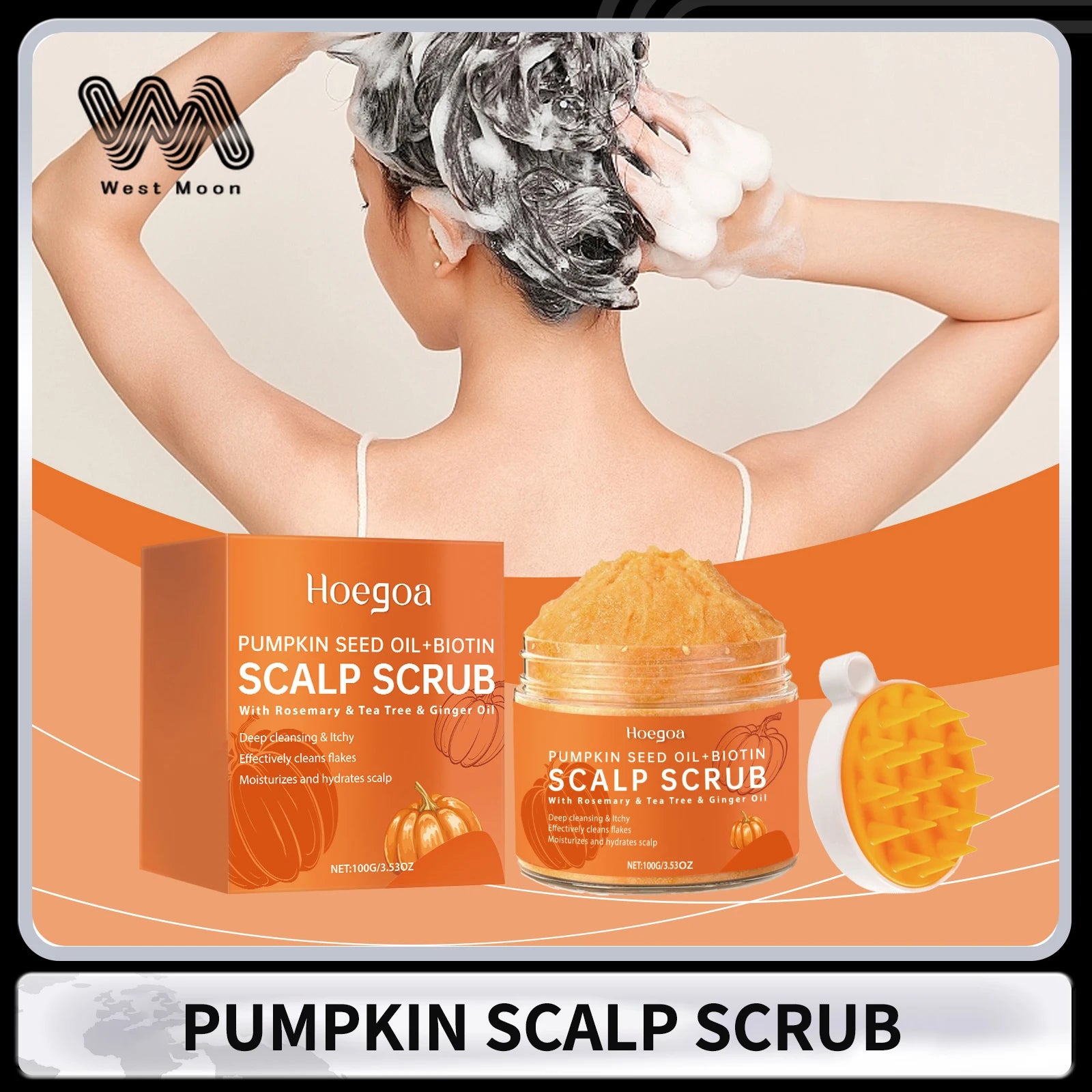 HOEGOA Pumpkin Scalp Scrub + Massage Comb | Tea Tree 100g