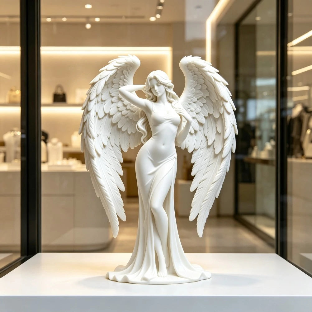 Multi-Layer Seraph Goddess Sculpture 3D Print Heart Wings Figurine Wedding Mantel Spiritual Minimalist Tabletop Decor Present Oasis Select
