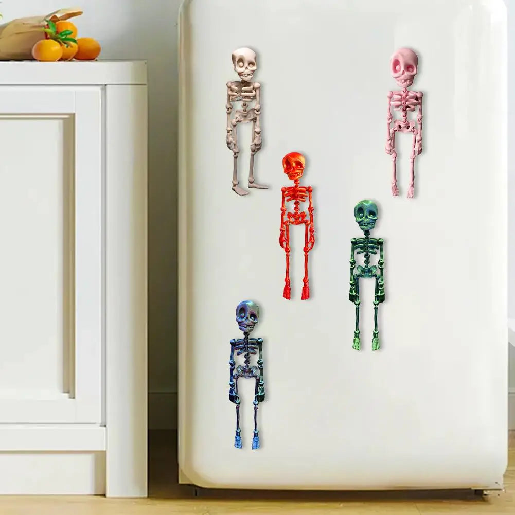 Mini Poseable Skeleton Fridge Magnet | 3D Halloween Decor